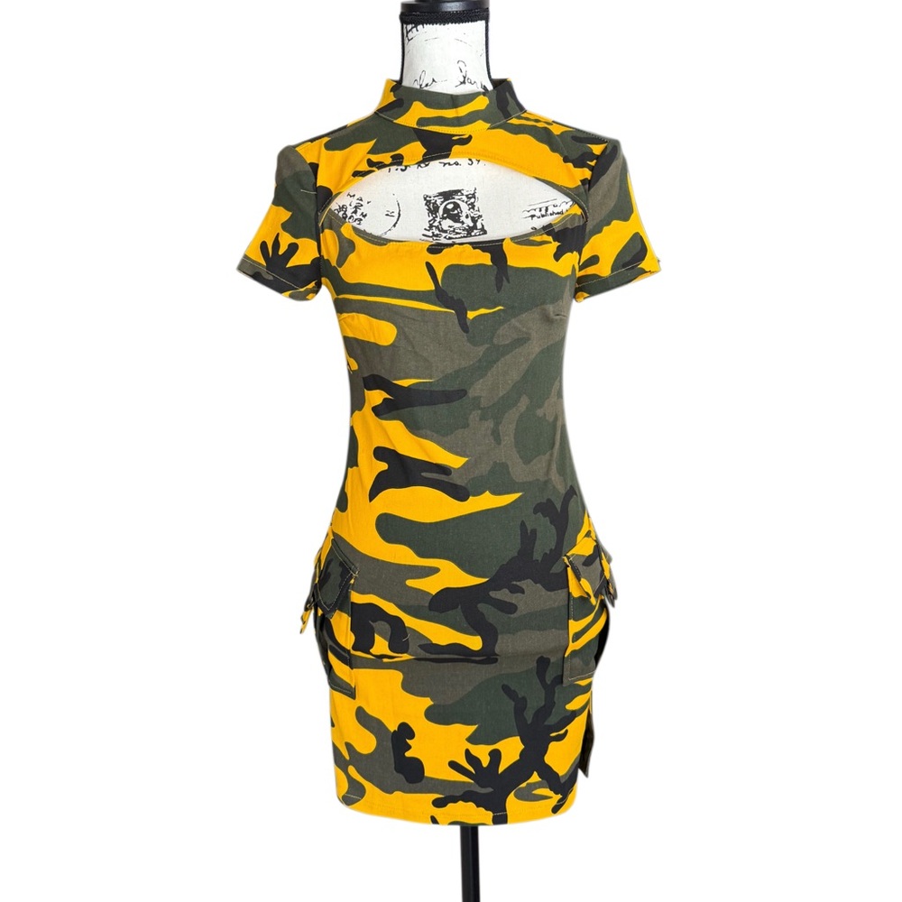 Xtaren Camo Cutout Bodycon Mini Dress